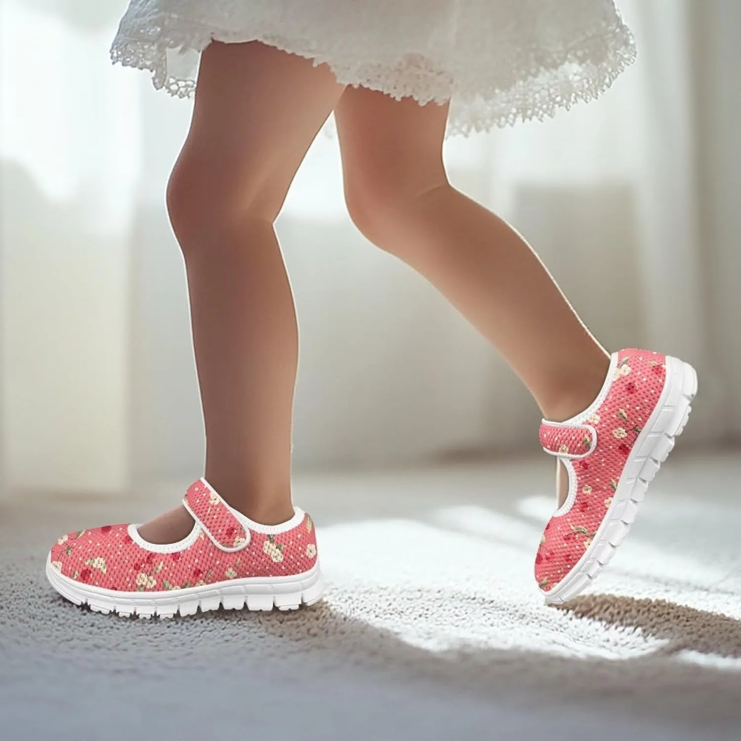 Girls Single Buckle Shoes,Kids Slip On Indoor Outdoor Shoes,Cartoon Mary Jane Flats Shoes for Girls Party