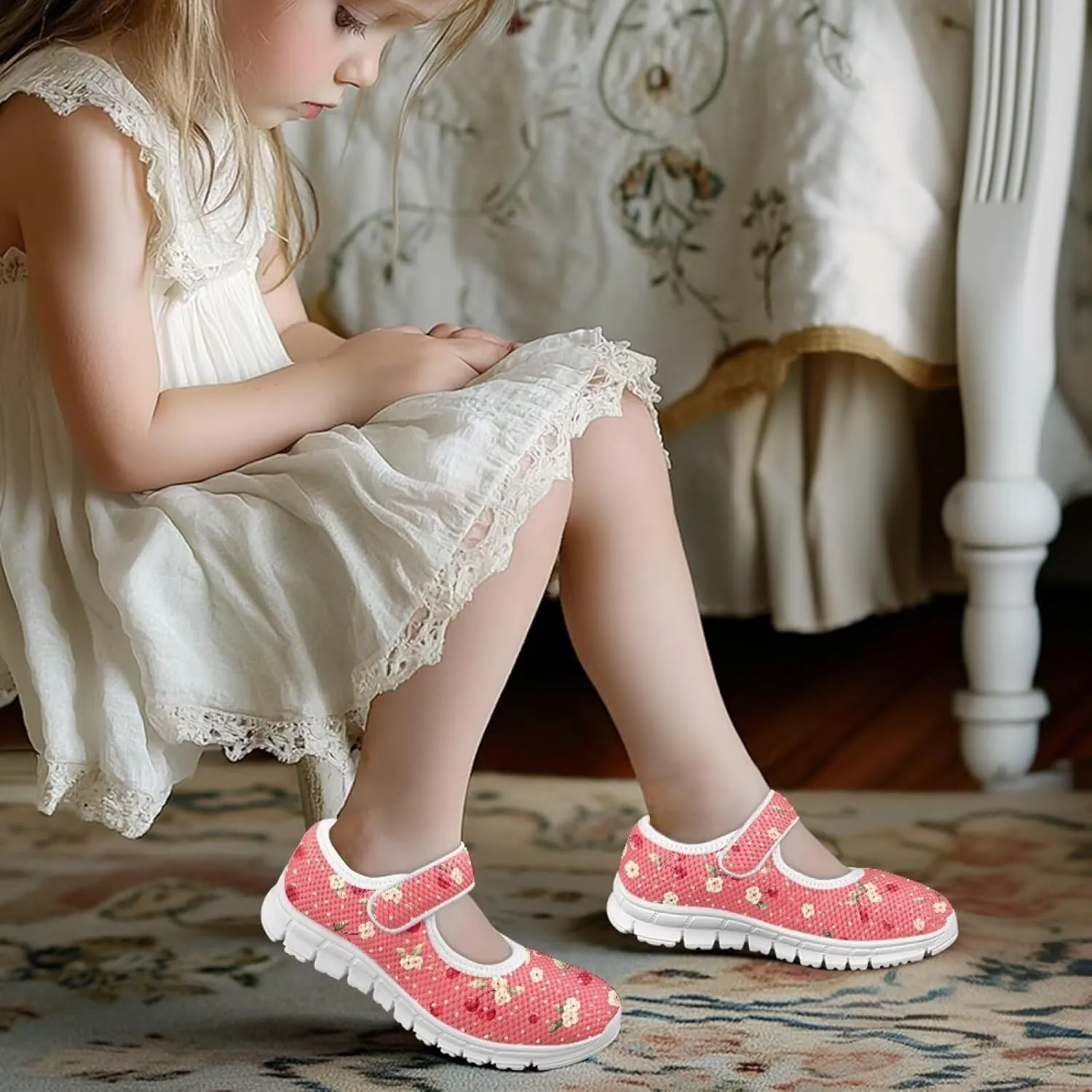 Girls Single Buckle Shoes,Kids Slip On Indoor Outdoor Shoes,Cartoon Mary Jane Flats Shoes for Girls Party