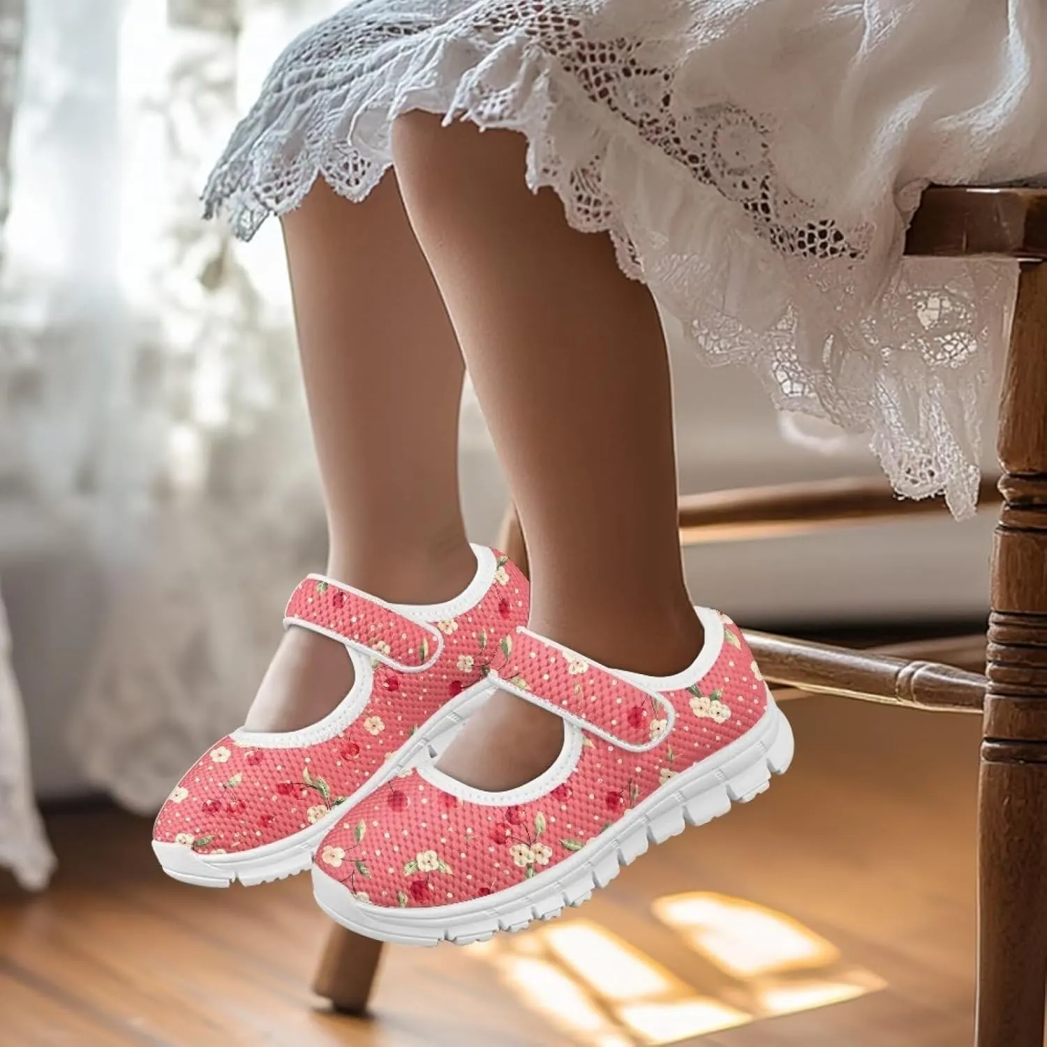 Girls Single Buckle Shoes,Kids Slip On Indoor Outdoor Shoes,Cartoon Mary Jane Flats Shoes for Girls Party