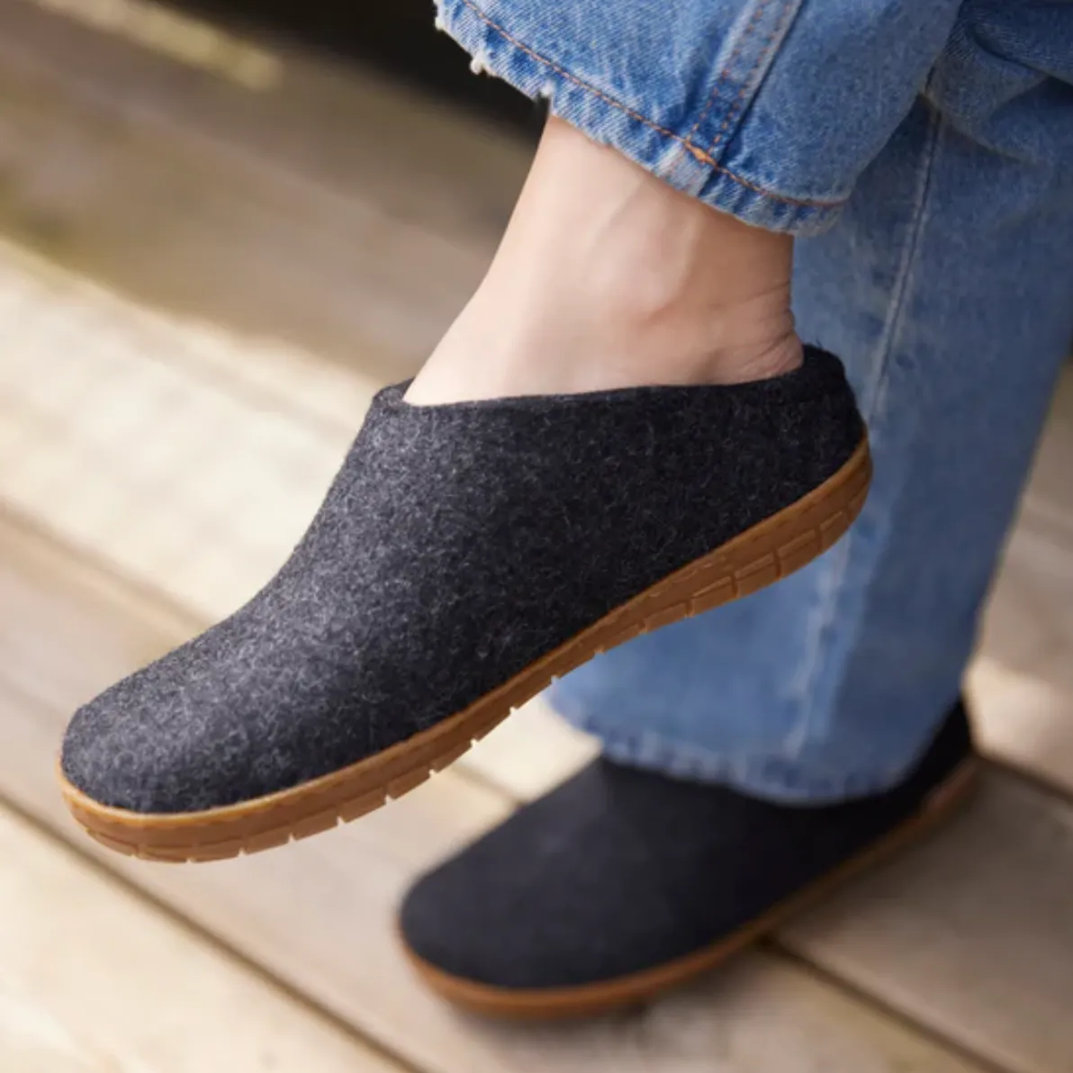 Glerups The Slip On Charcoal - Honey Rubber Sole