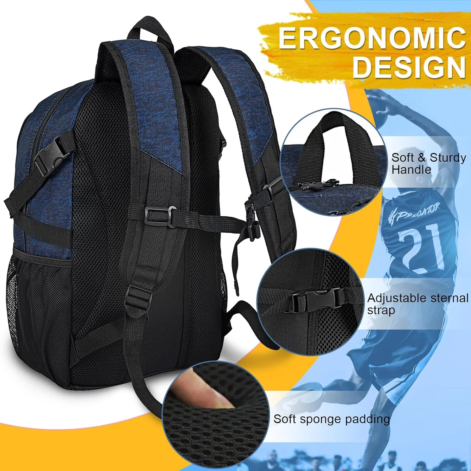 Goloni Basketball Backpack,Large Basketball Bag with Ball Compartment & Shoe Compartment,Sports Bag Fit Volleyball, soccer