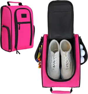 Goloni Golf Shoe Bag for Men & Women, Padded Travel Shoe Bag with Side Accessory Pockets,Sport Shoe Carrier for Golf Shoes,Socks,Tees & Balls,Durable & Lightweight Design (Pink)