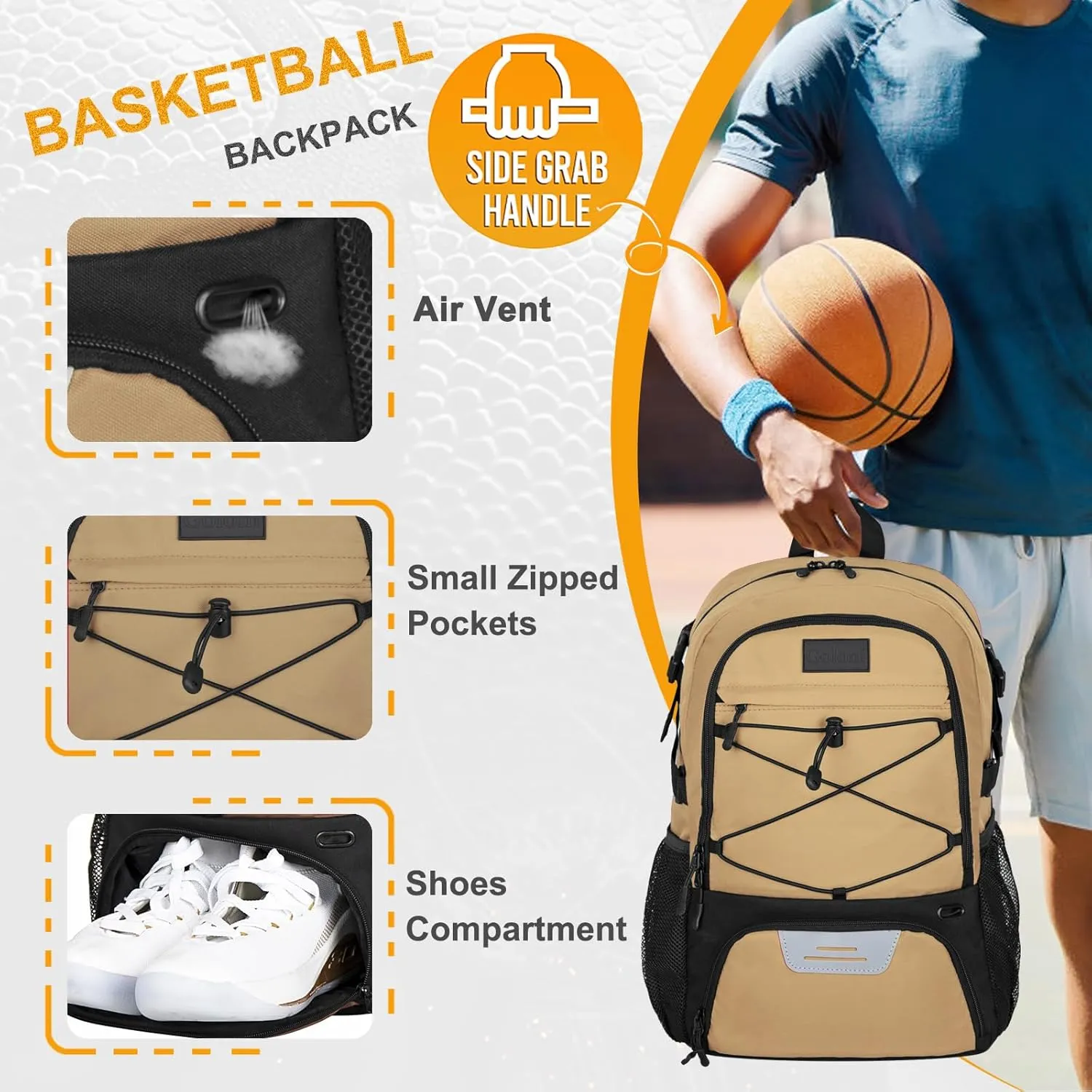 Goloni Soccer Backpack,Basketball Backpack with Ball Compartment & Shoe Compartment,Backpack for Basketball,Soccer