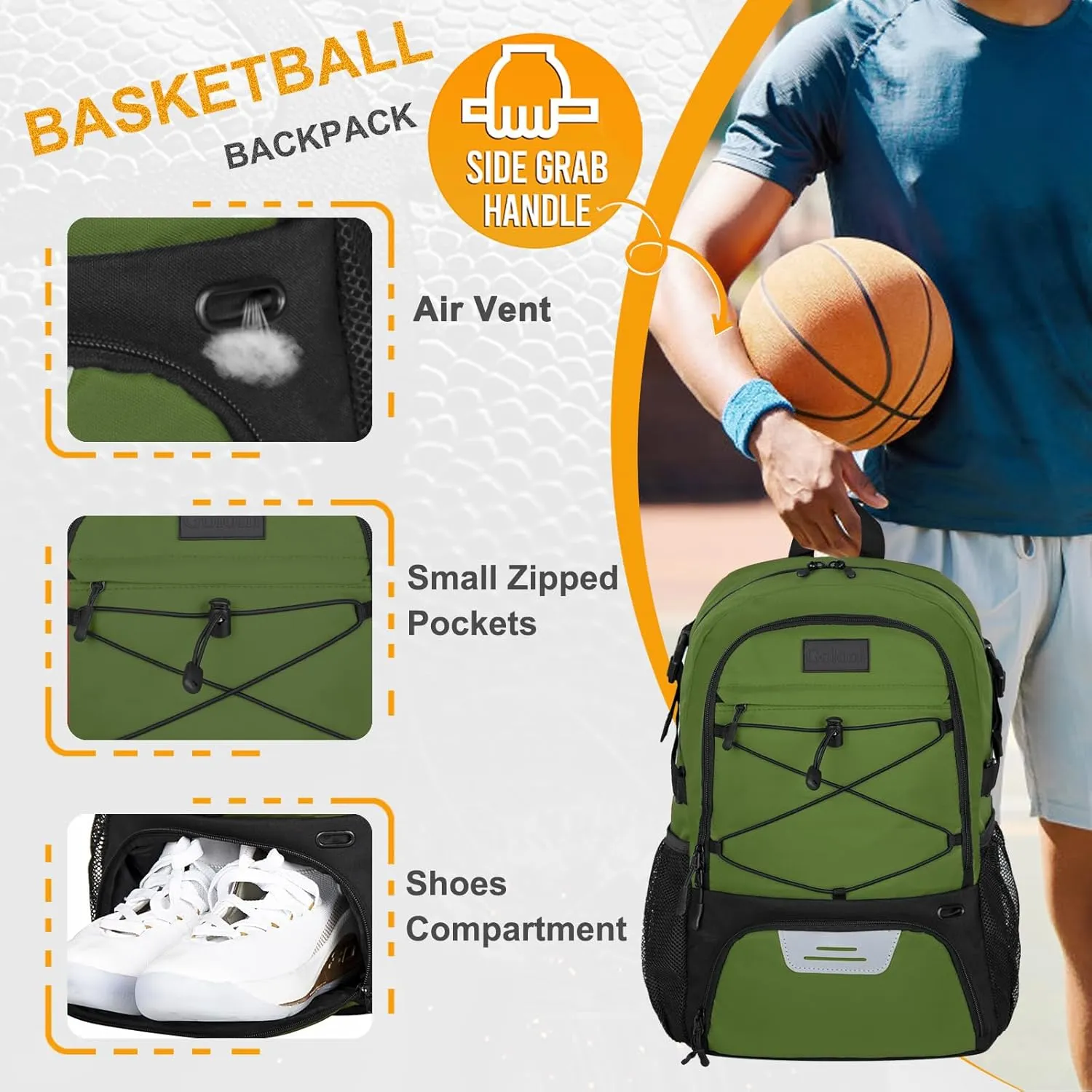 Goloni Soccer Backpack,Basketball Backpack with Ball Compartment & Shoe Compartment,Backpack for Basketball,Soccer