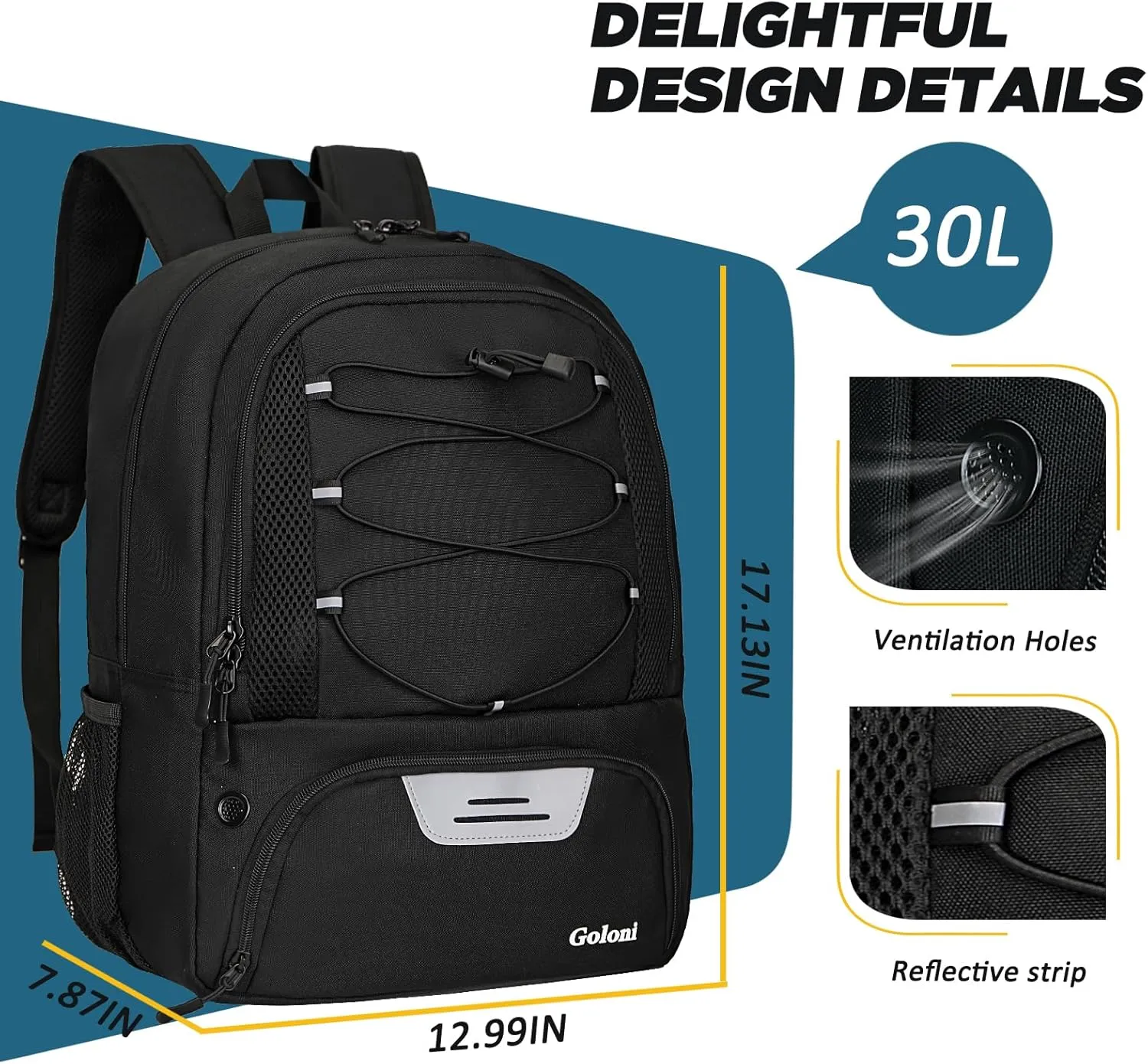 Goloni Soccer Bag, Basketball Bag with Ball Compartment & Shoe Compartment,Large Soccer Backpack for Basketball,Gym，Football