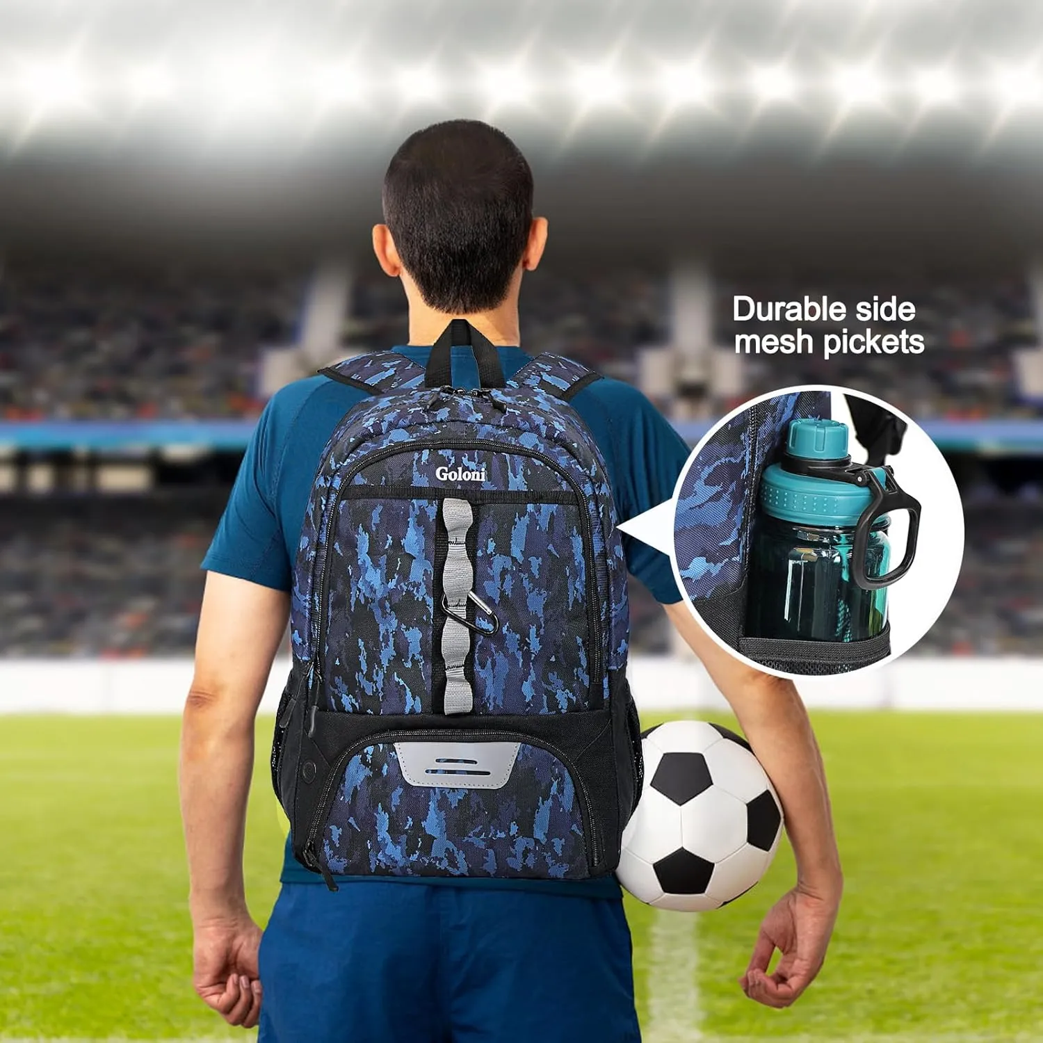 Goloni Youth Soccer Bag,Basketball Bag with Ball Compartment & Shoe Compartment,Backpack for Football Volleyball Basketball