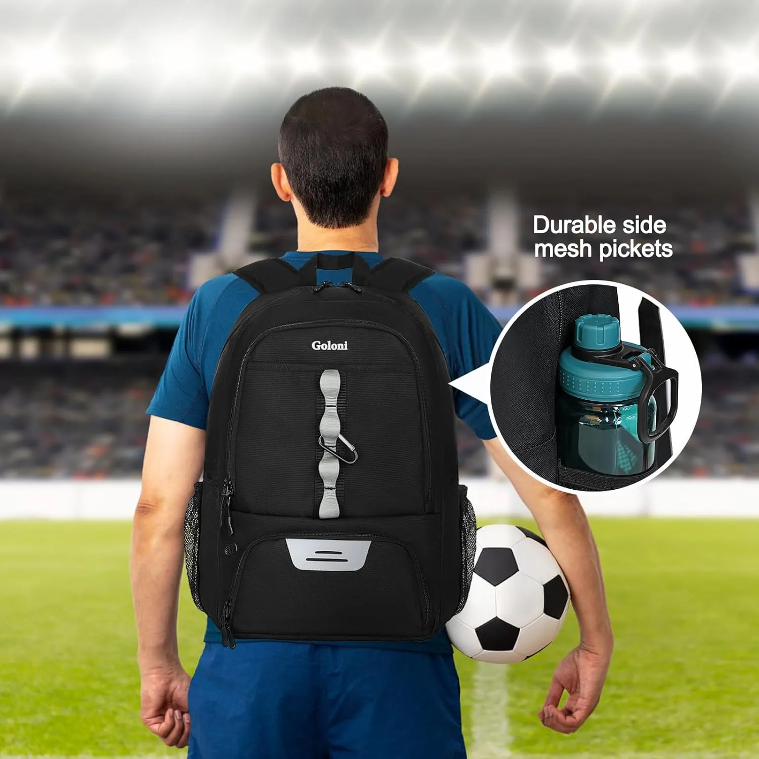 Goloni Youth Soccer Bag,Basketball Bag with Ball Compartment & Shoe Compartment,Backpack for Football Volleyball Basketball