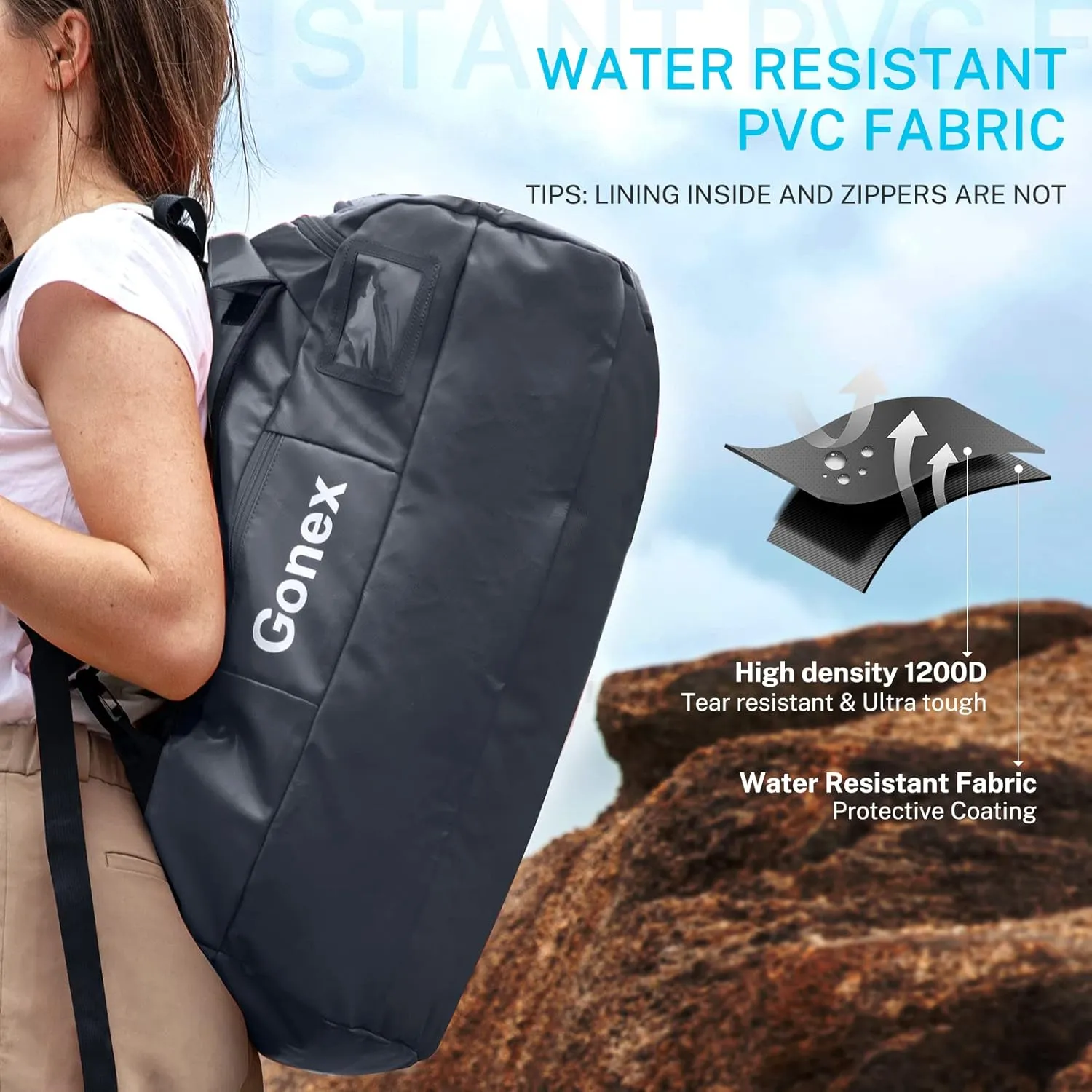 Gonex 80L Duffel Bag Backpack, Convertible to Gym Backpack and Handbag for Men Women, Water-Repellent for Hiking Camping Travelling Cycling, Dark Blue