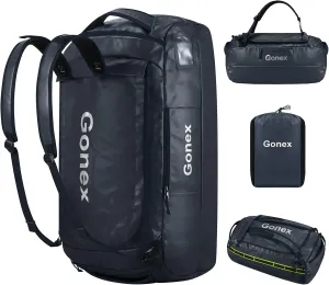 Gonex 80L Duffel Bag Backpack, Convertible to Gym Backpack and Handbag for Men Women, Water-Repellent for Hiking Camping Travelling Cycling, Dark Blue