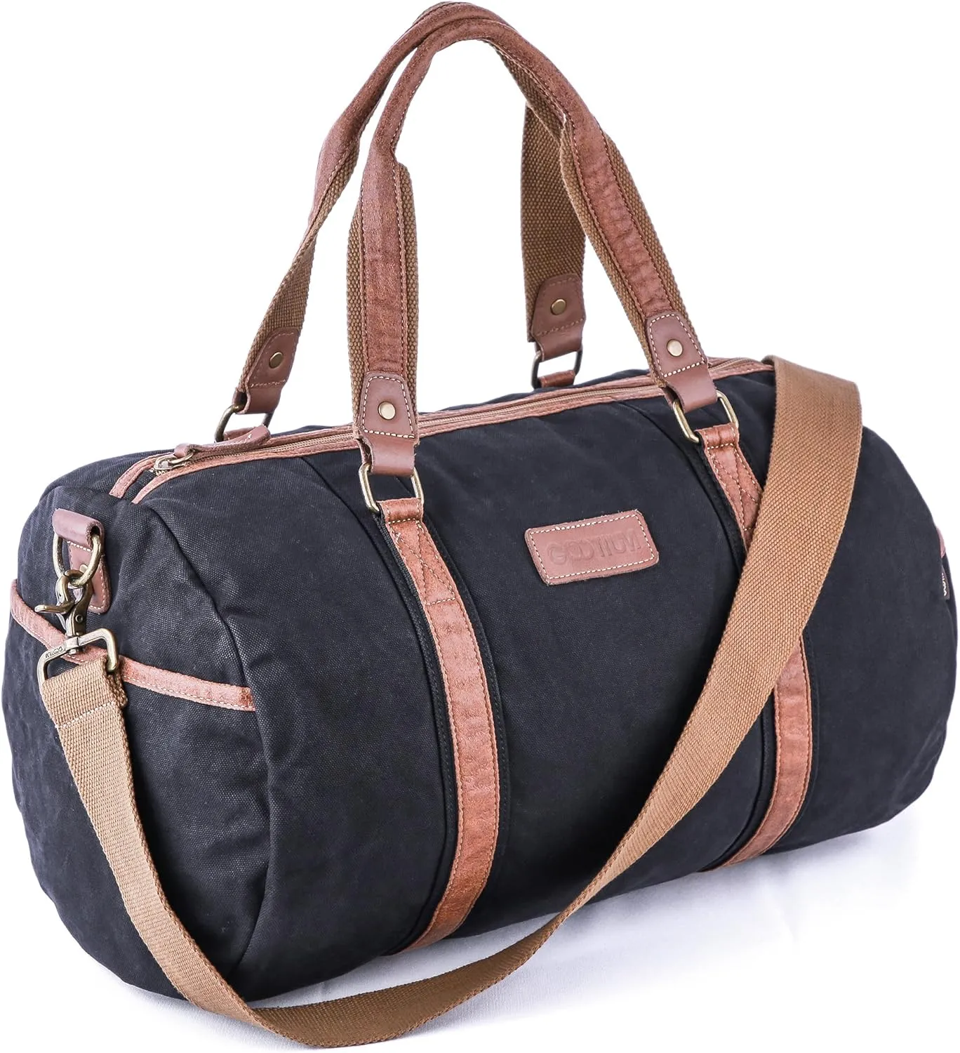 Gootium Duffle Bag - Canvas Travel Duffel Weekender Shoulder Bags Gym Tote, 28L, Black