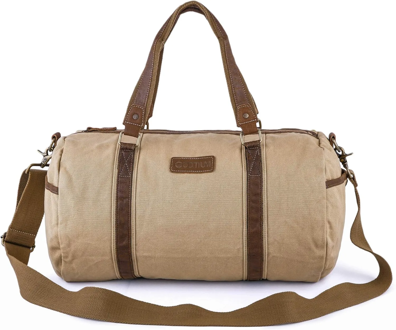 Gootium Duffle Bag - Canvas Travel Duffel Weekender Shoulder Bags Gym Tote, 28L, Khaki
