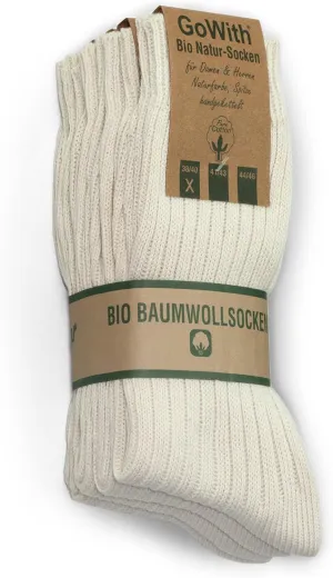 GoWith 4-5 Pairs Unisex Natural 97% Cotton Crew Socks, Comfy Cozy Breathable Seamless Casual Socks for Men & Women