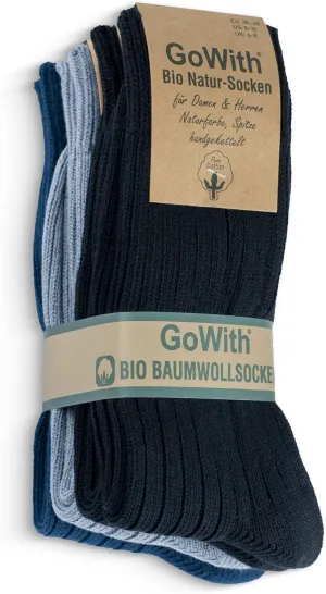 GoWith 4-5 Pairs Unisex Natural 97% Cotton Crew Socks, Comfy Cozy Breathable Seamless Casual Socks for Men & Women