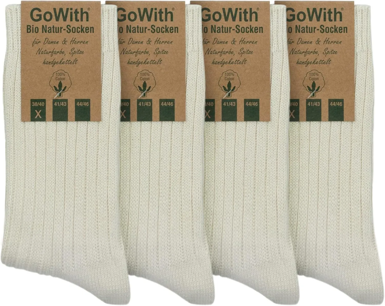 GoWith 4-5 Pairs Unisex Natural 97% Cotton Crew Socks, Comfy Cozy Breathable Seamless Casual Socks for Men & Women