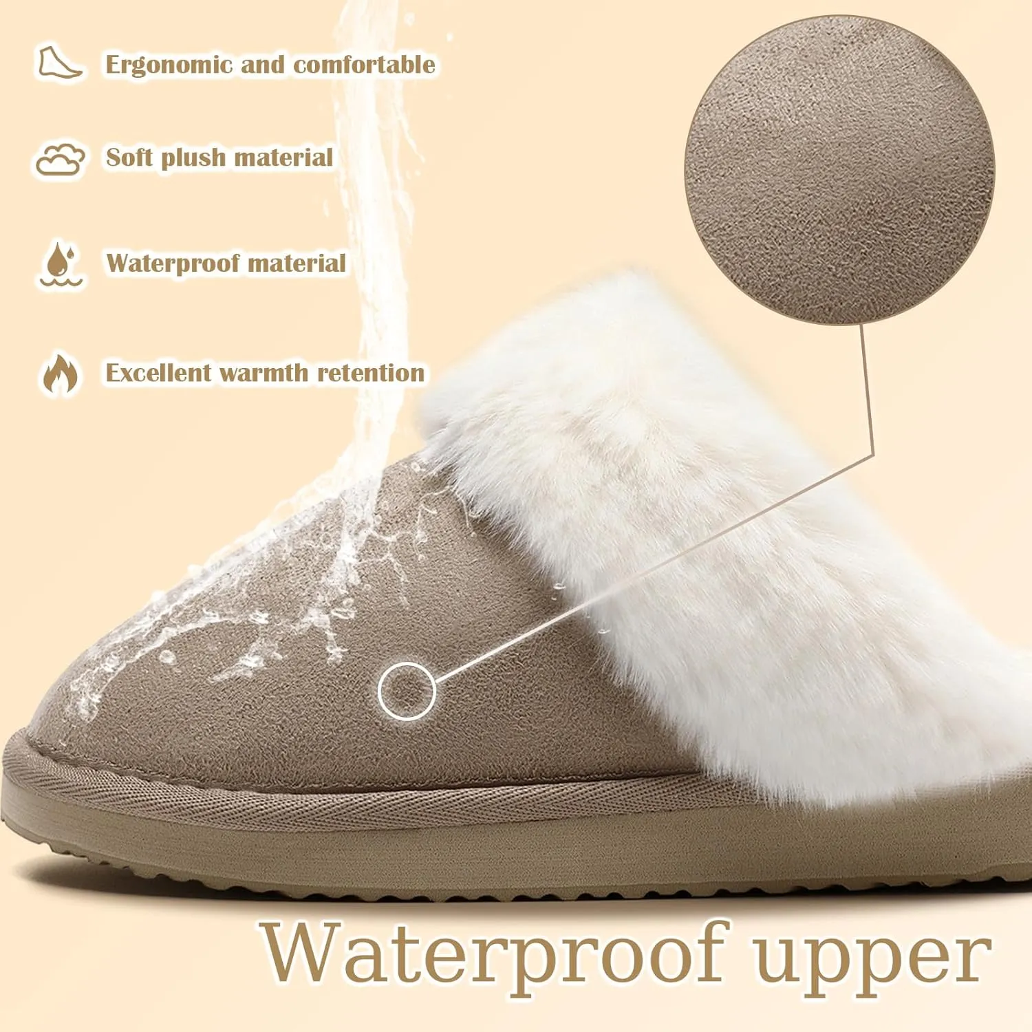 Guyarns Fuzzy House Slippers for Women,Memory Foam Womens Slippers Indoor and Outdoor Non-Slip Faux Fur Comfy Winter House Shoes