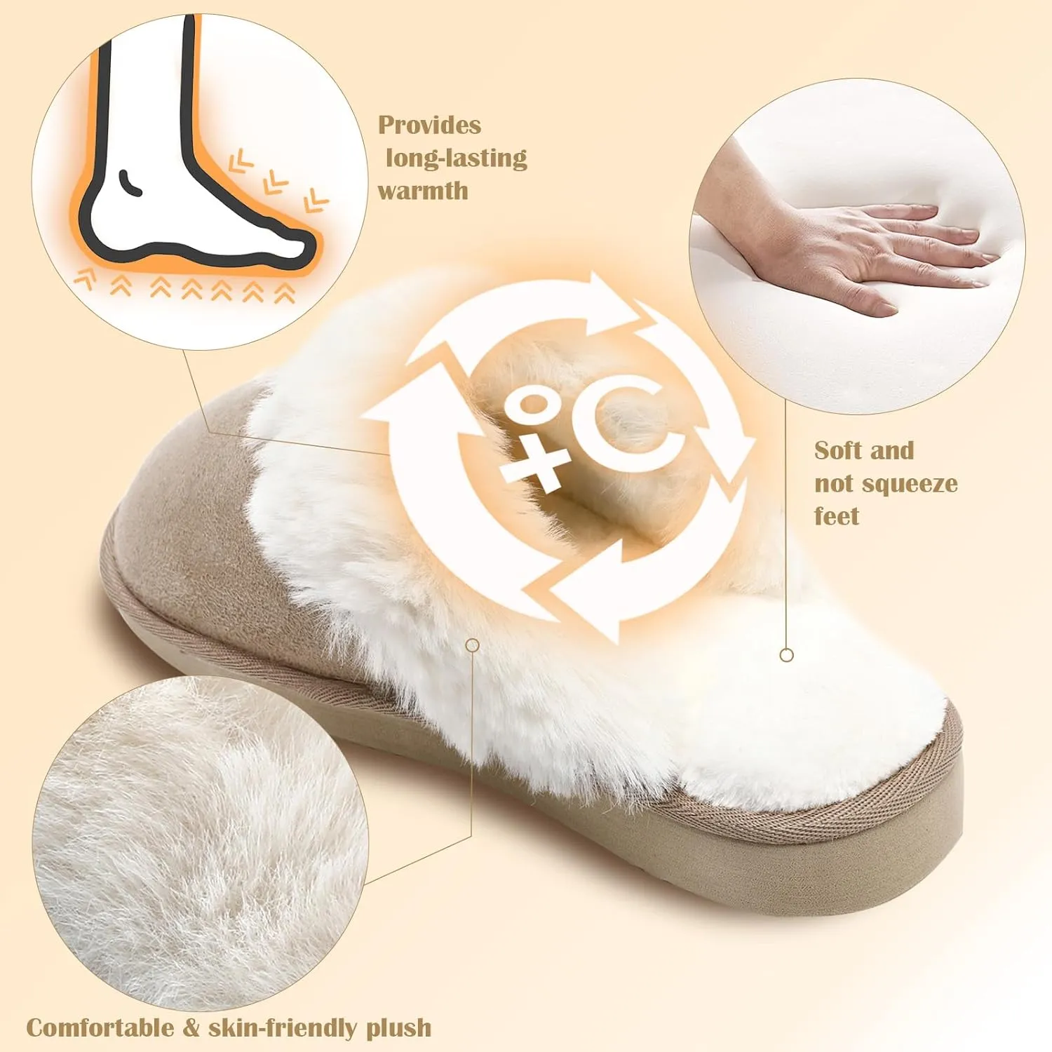 Guyarns Fuzzy House Slippers for Women,Memory Foam Womens Slippers Indoor and Outdoor Non-Slip Faux Fur Comfy Winter House Shoes