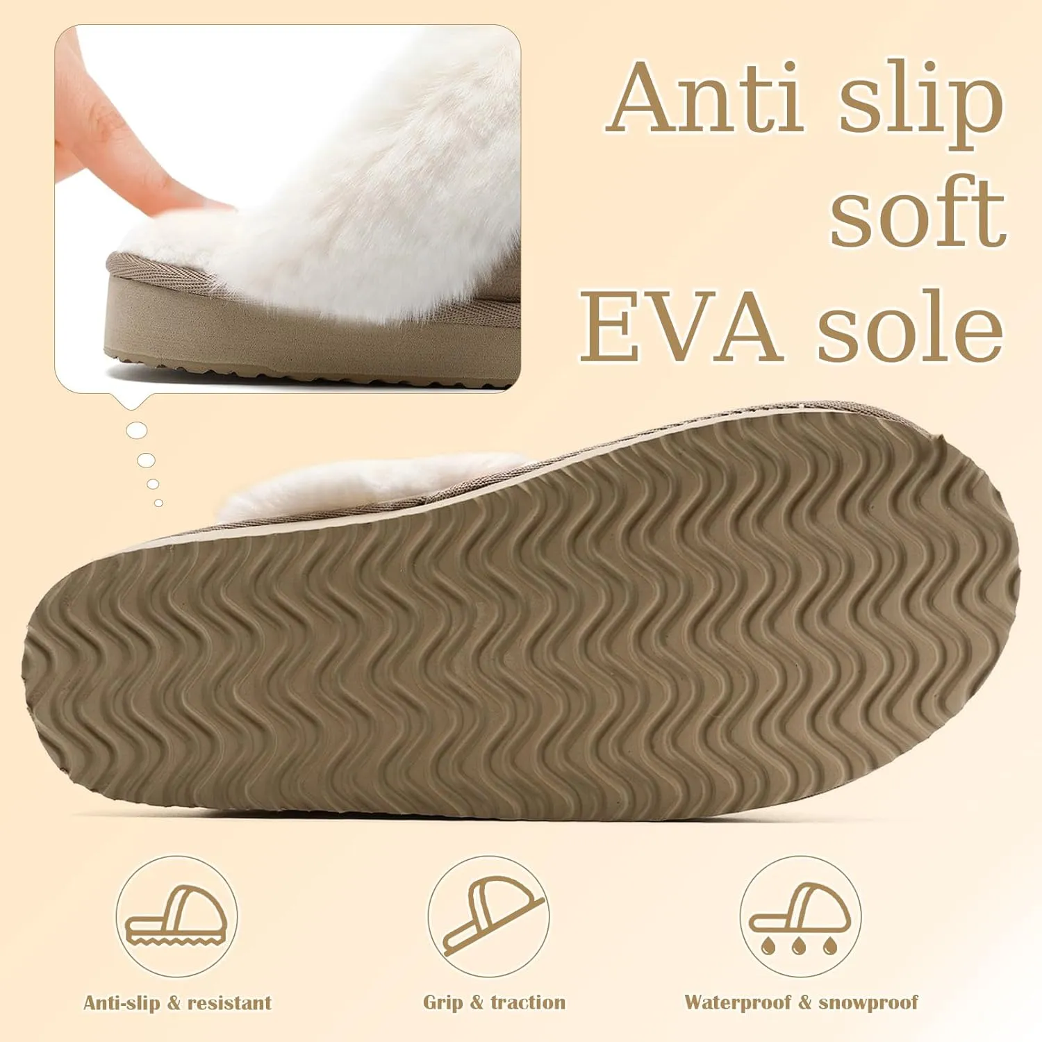 Guyarns Fuzzy House Slippers for Women,Memory Foam Womens Slippers Indoor and Outdoor Non-Slip Faux Fur Comfy Winter House Shoes