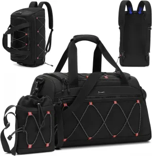Gym Backpack for Women - 40L Duffel Bag with Shoe Compartment, Travel Weekender, Personal Item, Workout Tote Black