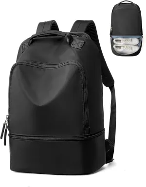 Gym Backpack for Women, Gym Bag with Shoe Compartment, Waterproof Lightweight Sports Yoga Travel Backpack with Wet Pocket, Black