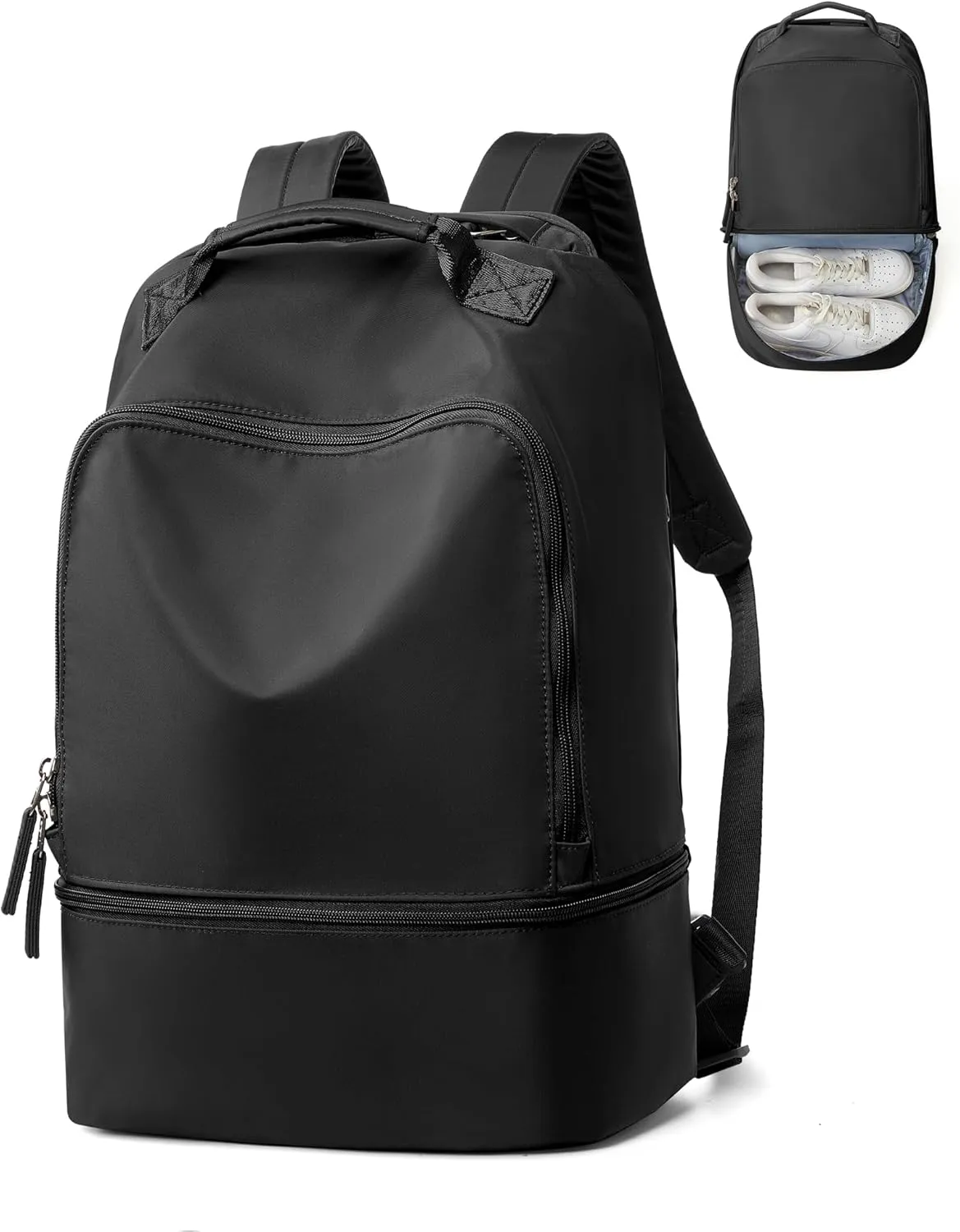 Gym Backpack for Women, Gym Bag with Shoe Compartment, Waterproof Lightweight Sports Yoga Travel Backpack with Wet Pocket, Black