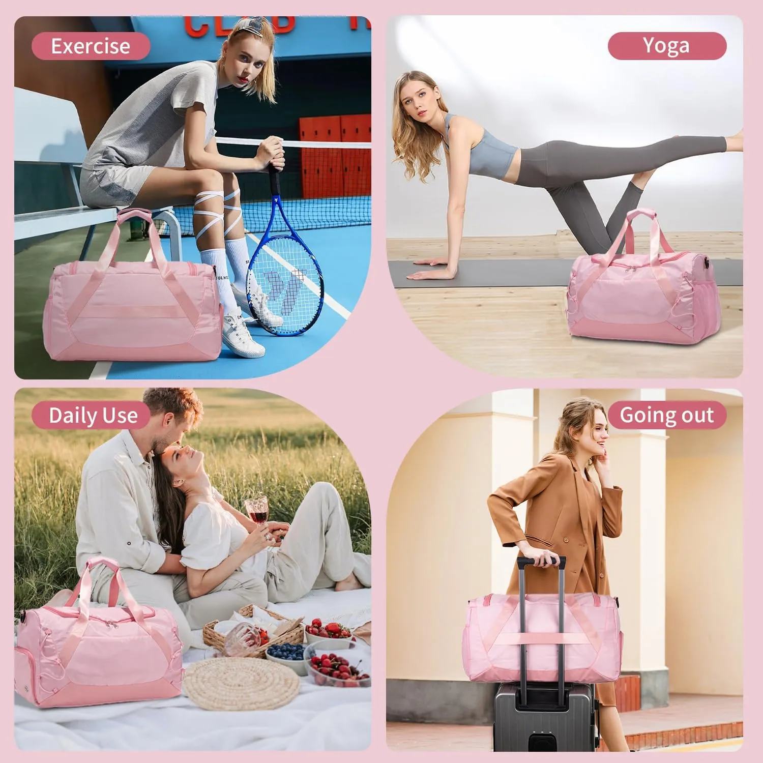 Gym Bag 36L Large Travel Duffel Bag For Men&Women Water-Resistant Sport Bags With Shoes Compartment Wet Pocket Heavy Duty Weekender Overnight Carry On Bag For Gym, Yoga, Swim, Travel