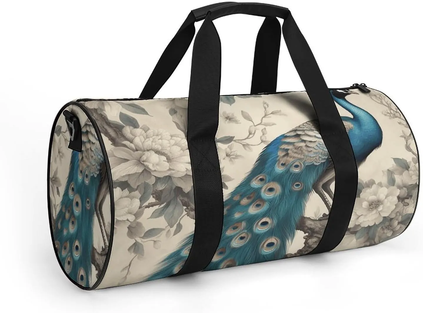 Gym Bag A Blue Peacock Duffel Bag for Men Women Overnight Bag with Shoe Compartment Workout Bags