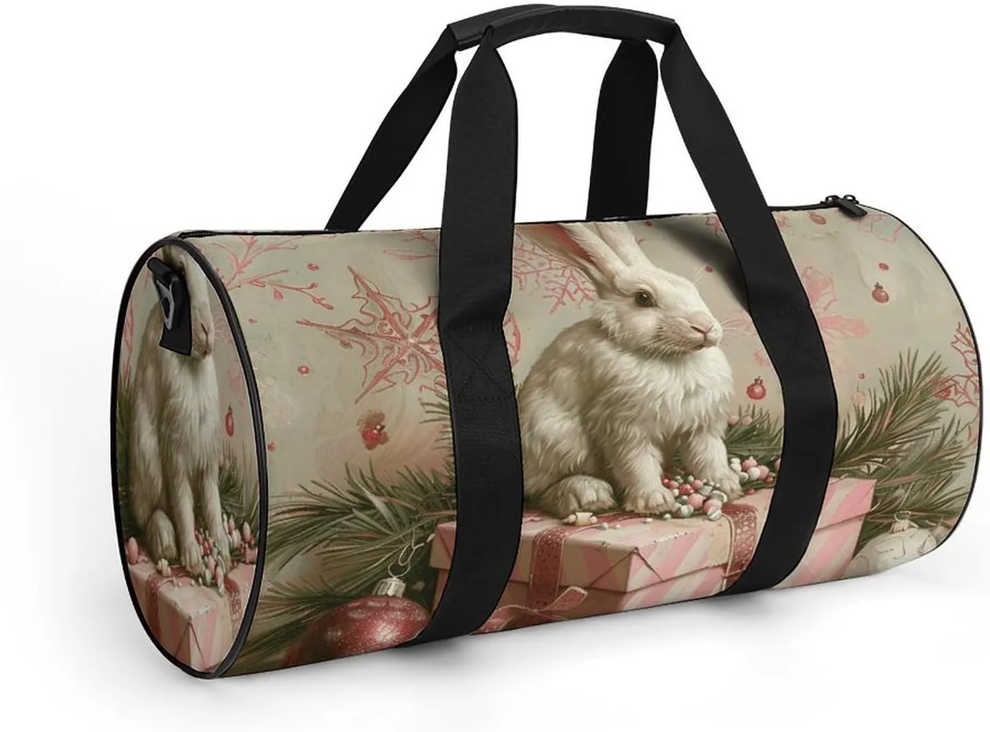 Gym Bag A White Rabbit Duffel Bag for Men Women Overnight Bag with Shoe Compartment Workout Bags