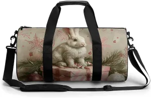 Gym Bag A White Rabbit Duffel Bag for Men Women Overnight Bag with Shoe Compartment Workout Bags