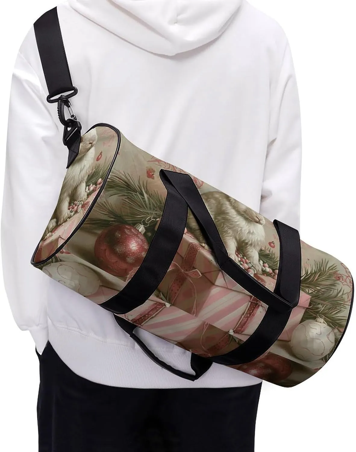 Gym Bag A White Rabbit Duffel Bag for Men Women Overnight Bag with Shoe Compartment Workout Bags