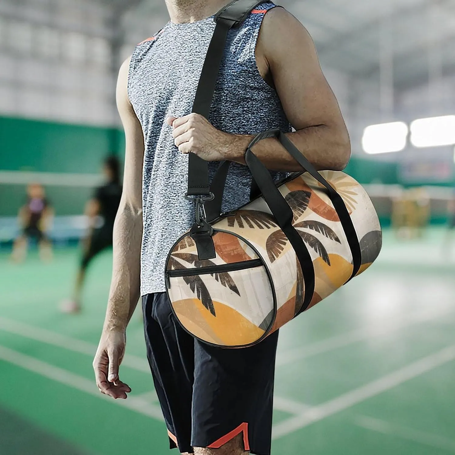 Gym Bag Abstract Palm Tree Duffel Bag for Men Women Overnight Bag with Shoe Compartment Workout Bags