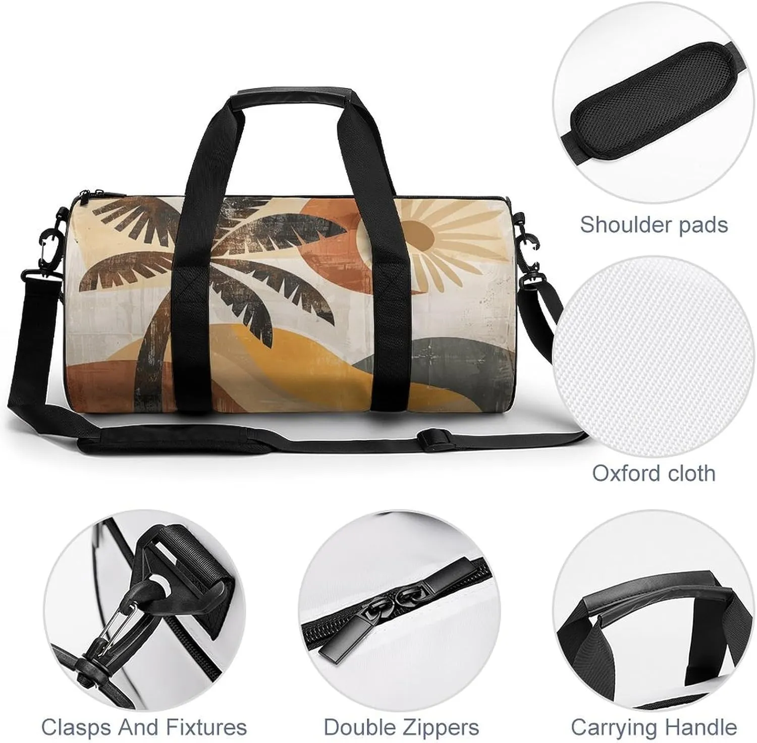 Gym Bag Abstract Palm Tree Duffel Bag for Men Women Overnight Bag with Shoe Compartment Workout Bags