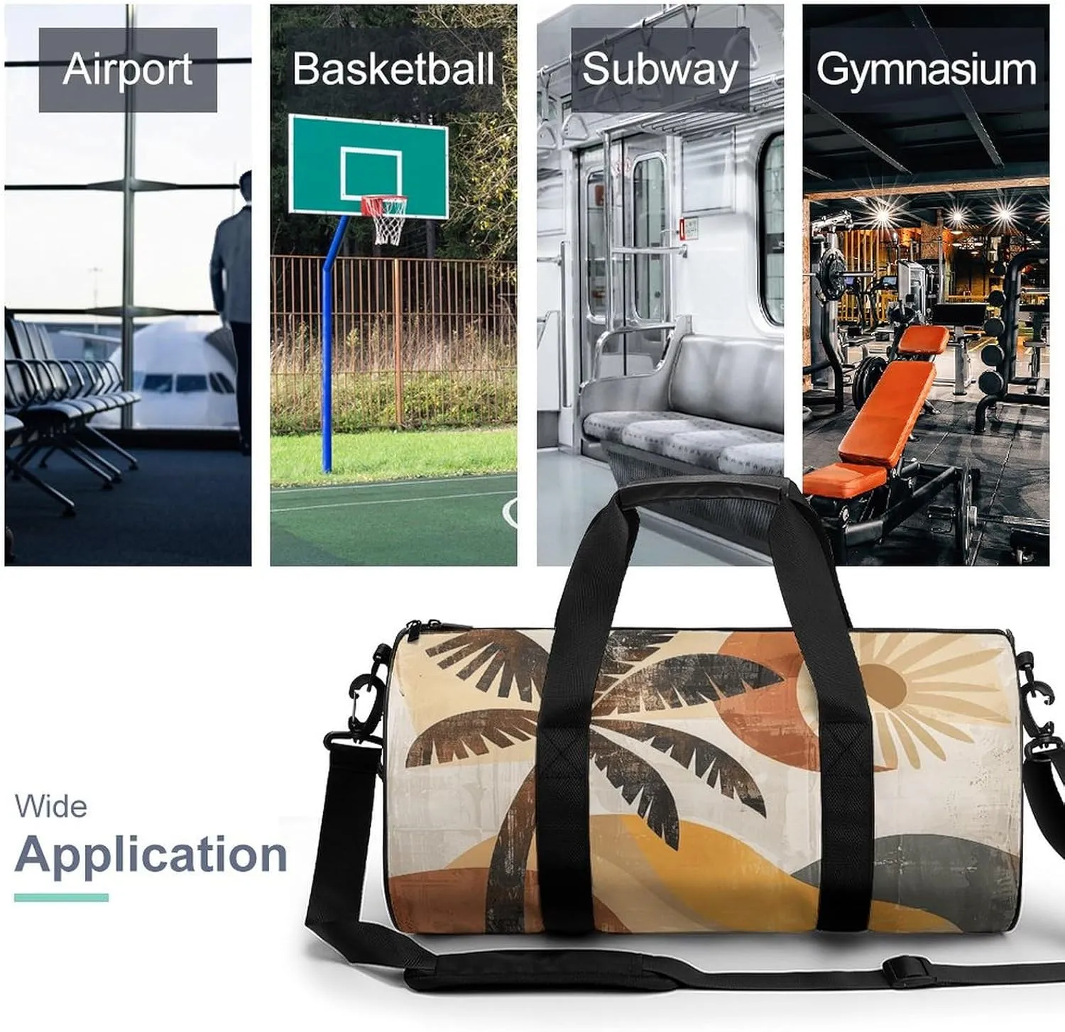 Gym Bag Abstract Palm Tree Duffel Bag for Men Women Overnight Bag with Shoe Compartment Workout Bags