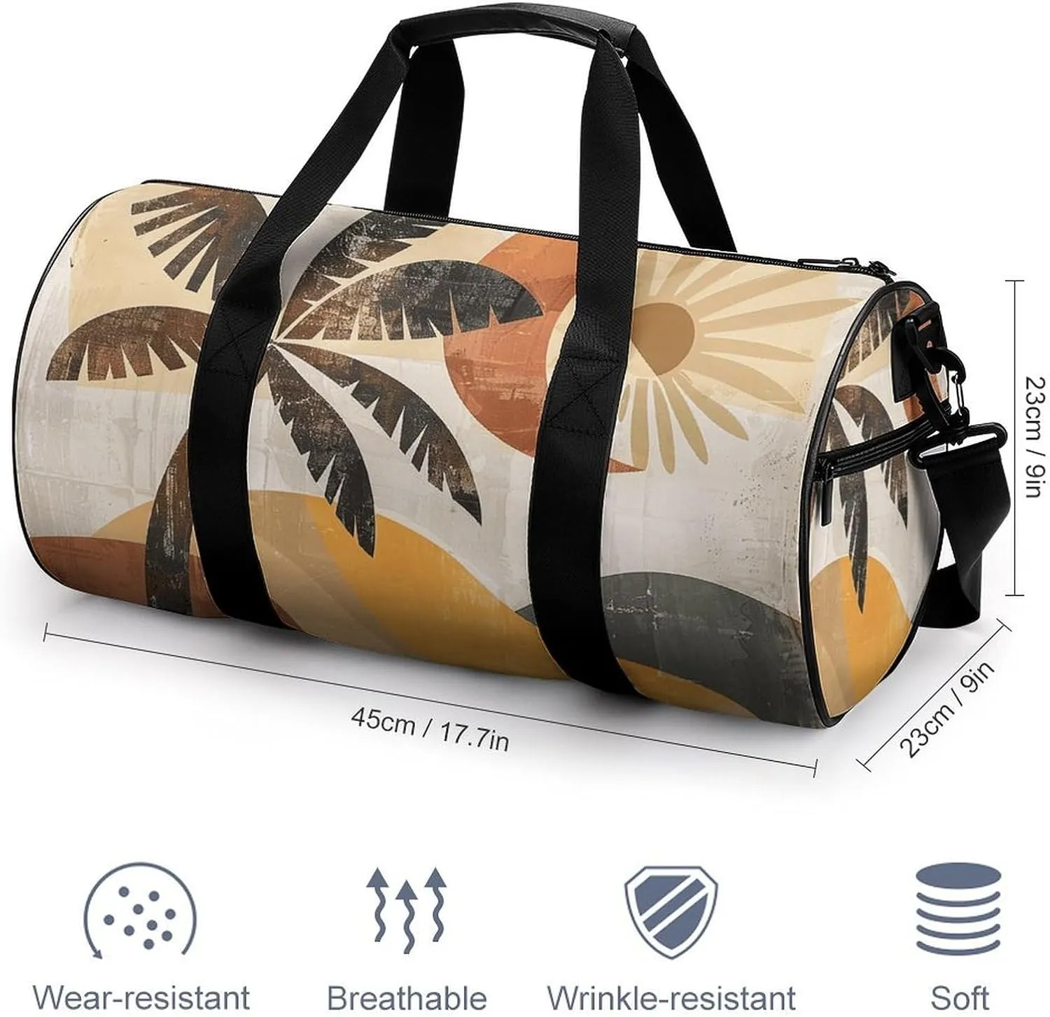 Gym Bag Abstract Palm Tree Duffel Bag for Men Women Overnight Bag with Shoe Compartment Workout Bags