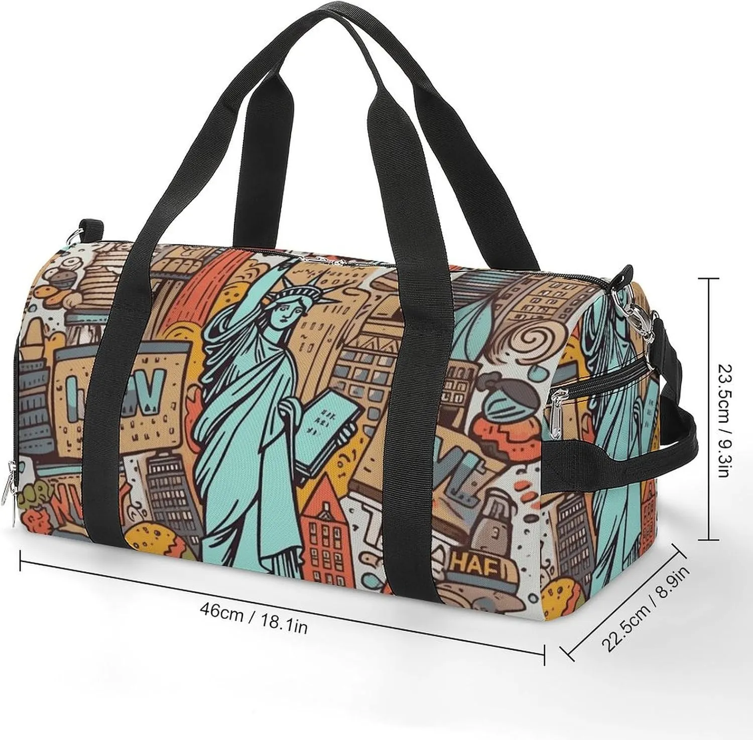 Gym Bag American Theme Art Duffel Bag for Men Women Overnight Bag with Shoe Compartment Workout Bags