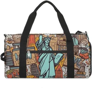 Gym Bag American Theme Art Duffel Bag for Men Women Overnight Bag with Shoe Compartment Workout Bags