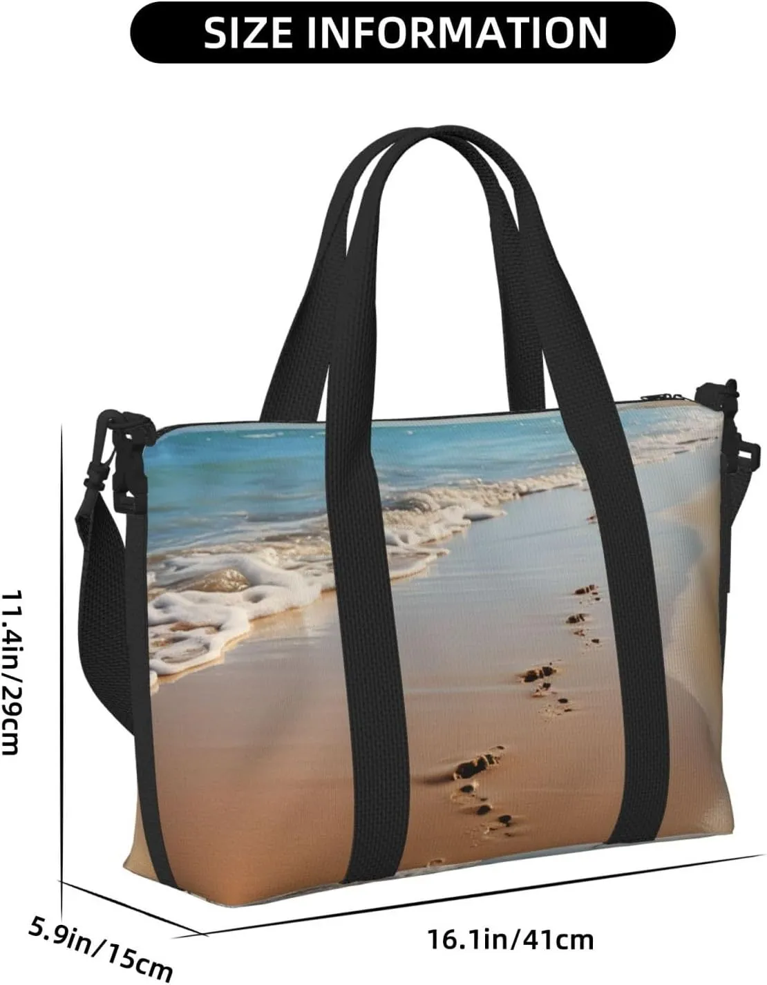 Gym Bag Beach footprints Duffel Bag for Men Women Travel Overnight Bag with Shoe Compartment Workout Bags