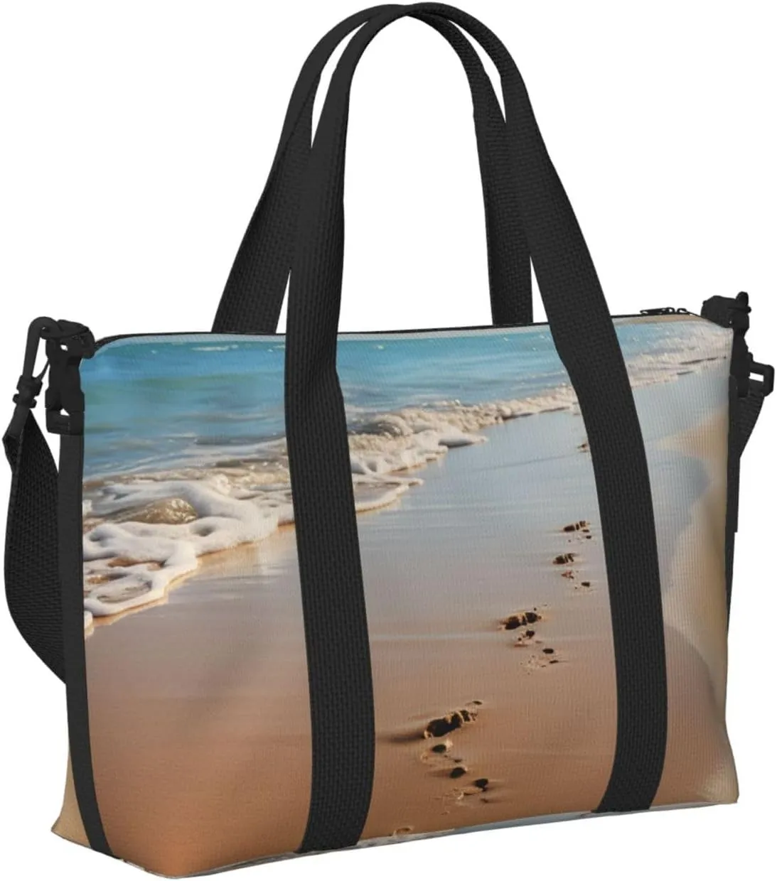 Gym Bag Beach footprints Duffel Bag for Men Women Travel Overnight Bag with Shoe Compartment Workout Bags