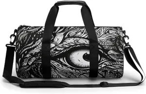 Gym Bag Black And White Lines Duffel Bag for Men Women Overnight Bag with Shoe Compartment Workout Bags