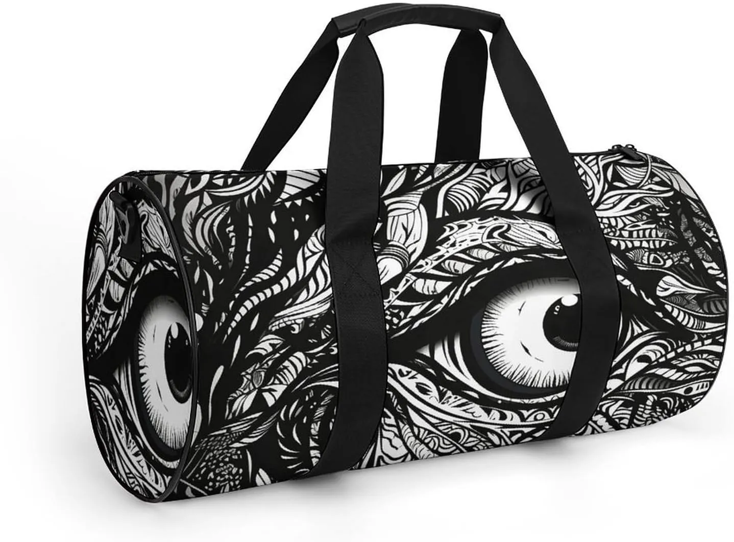 Gym Bag Black And White Lines Duffel Bag for Men Women Overnight Bag with Shoe Compartment Workout Bags
