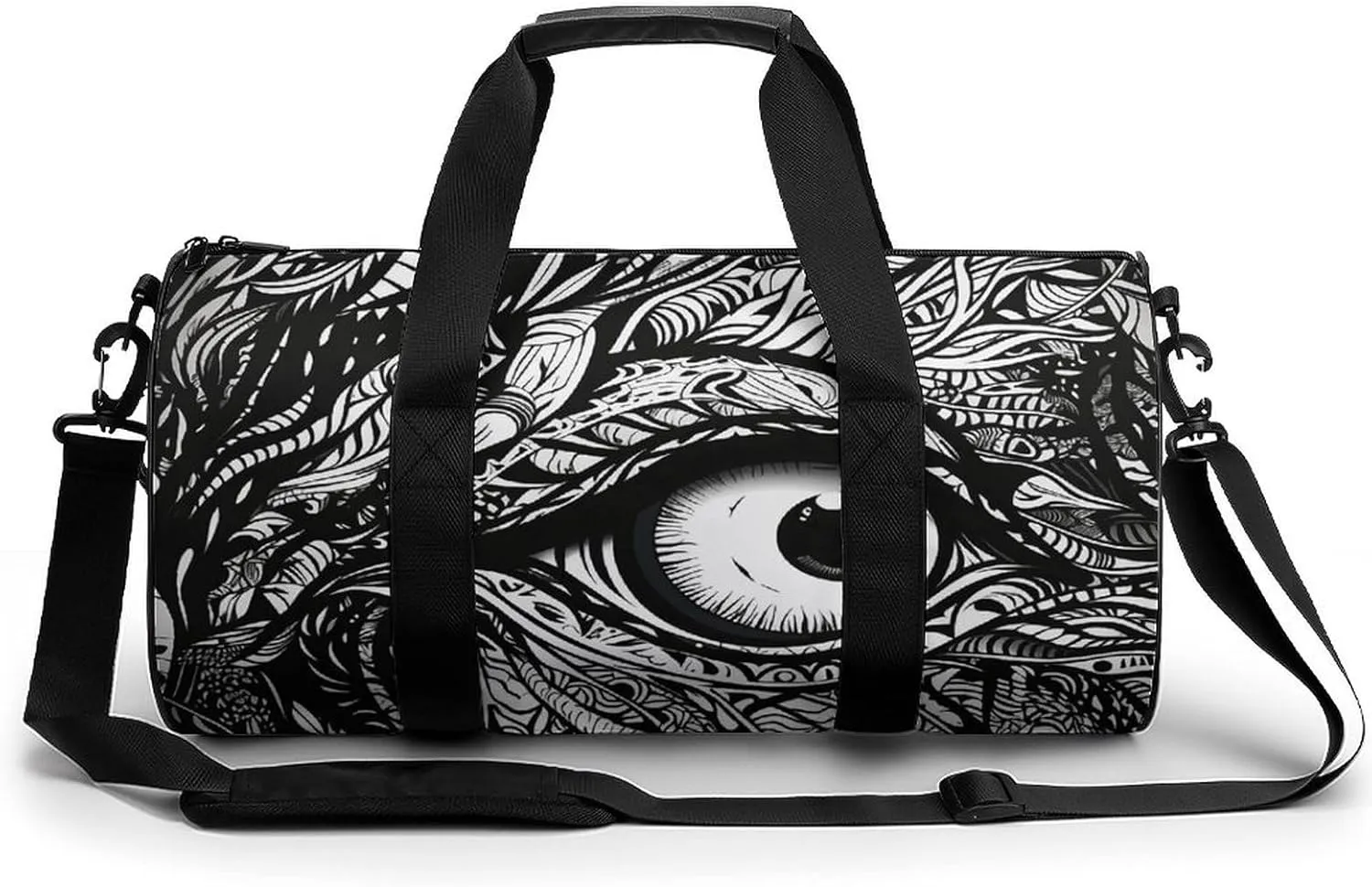 Gym Bag Black And White Lines Duffel Bag for Men Women Overnight Bag with Shoe Compartment Workout Bags
