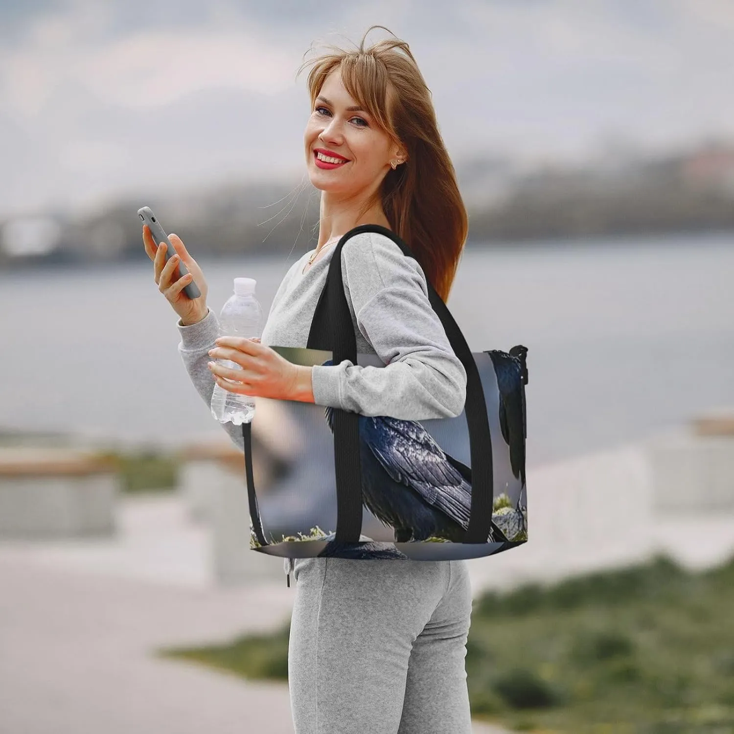 Gym Bag Black Crow Birds2 Duffel Bag for Men Women Travel Overnight Bag with Shoe Compartment Workout Bags