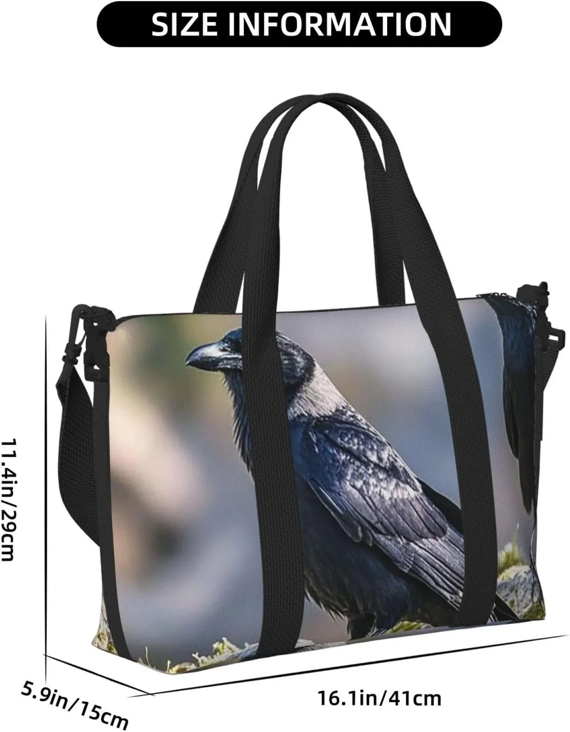 Gym Bag Black Crow Birds2 Duffel Bag for Men Women Travel Overnight Bag with Shoe Compartment Workout Bags
