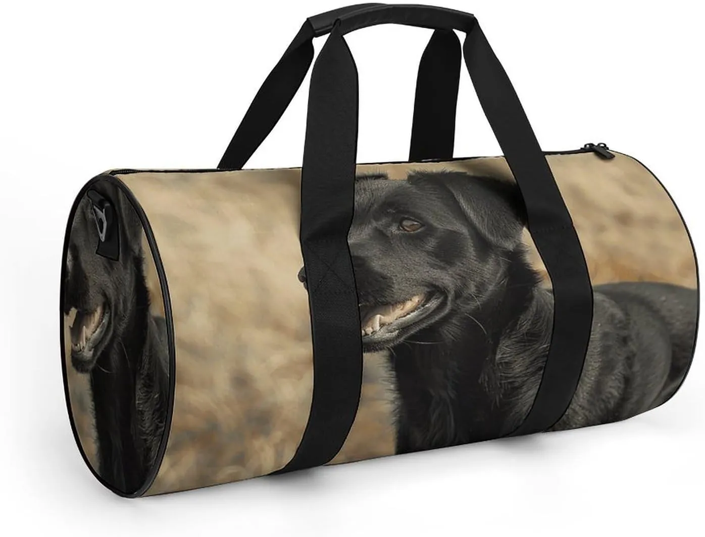 Gym Bag Black Dog in The Field Duffel Bag for Men Women Overnight Bag with Shoe Compartment Workout Bags