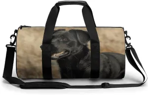 Gym Bag Black Dog in The Field Duffel Bag for Men Women Overnight Bag with Shoe Compartment Workout Bags