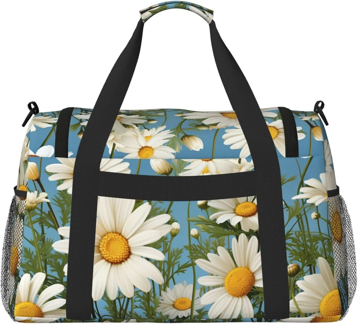 Gym Bag Camomile pattern Duffel Bag for Men Women Travel Overnight Bag with Shoe Compartment Workout Bags
