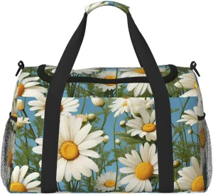 Gym Bag Camomile pattern Duffel Bag for Men Women Travel Overnight Bag with Shoe Compartment Workout Bags