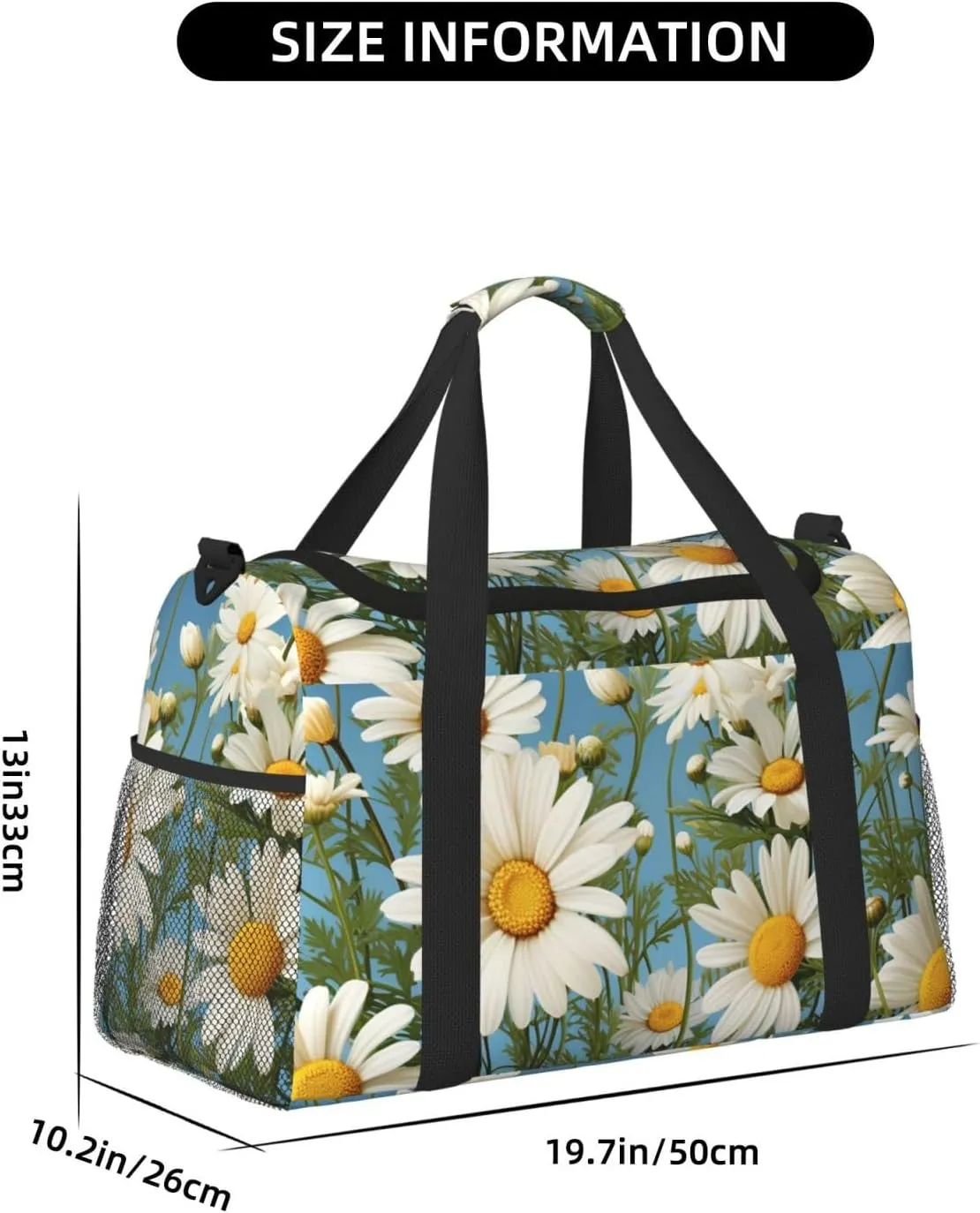 Gym Bag Camomile pattern Duffel Bag for Men Women Travel Overnight Bag with Shoe Compartment Workout Bags