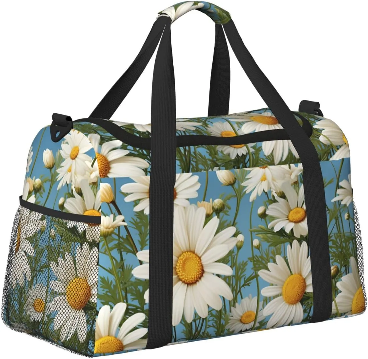 Gym Bag Camomile pattern Duffel Bag for Men Women Travel Overnight Bag with Shoe Compartment Workout Bags