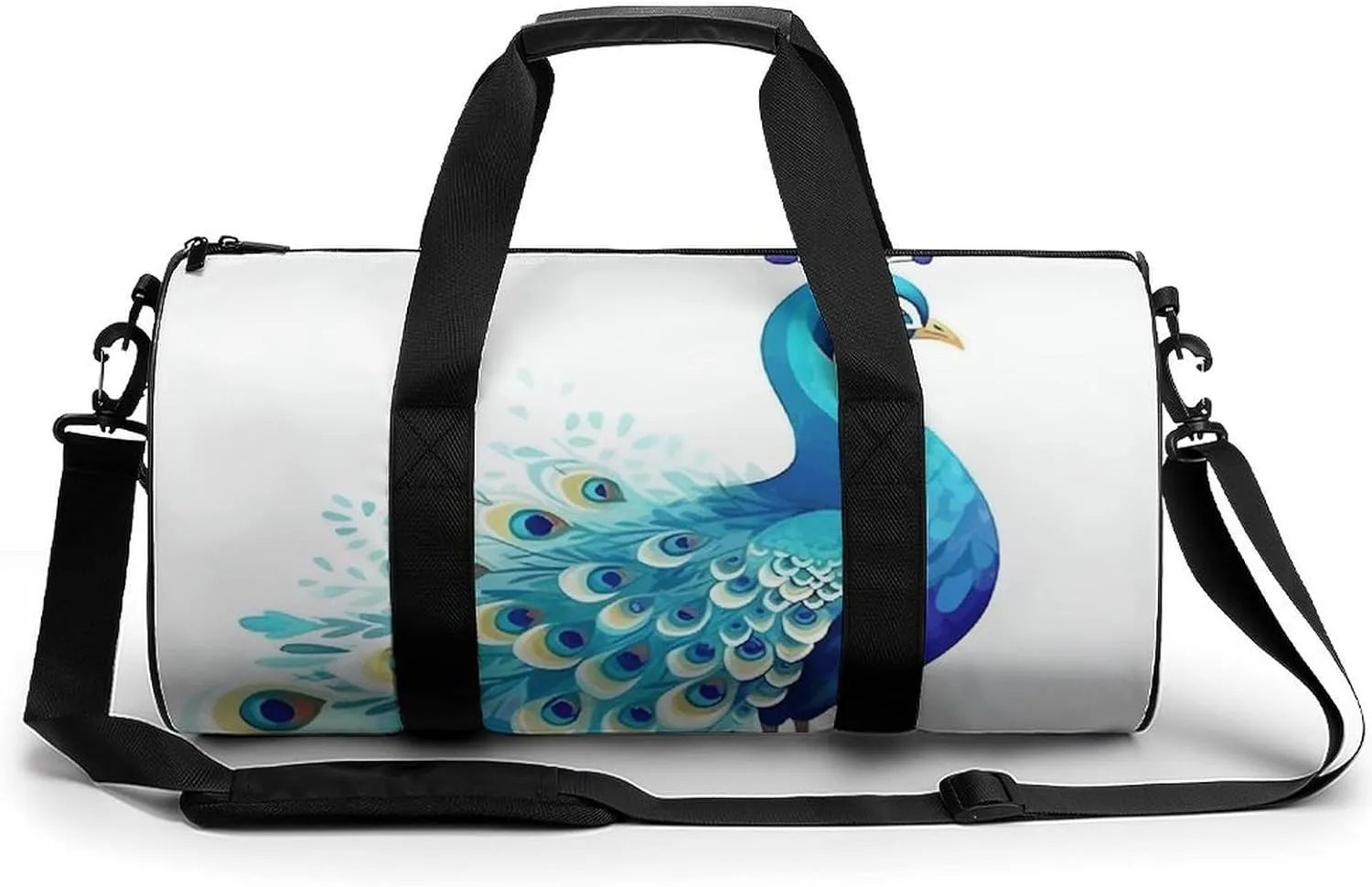 Gym Bag Cartoon Blue Peacock Duffel Bag for Men Women Overnight Bag with Shoe Compartment Workout Bags