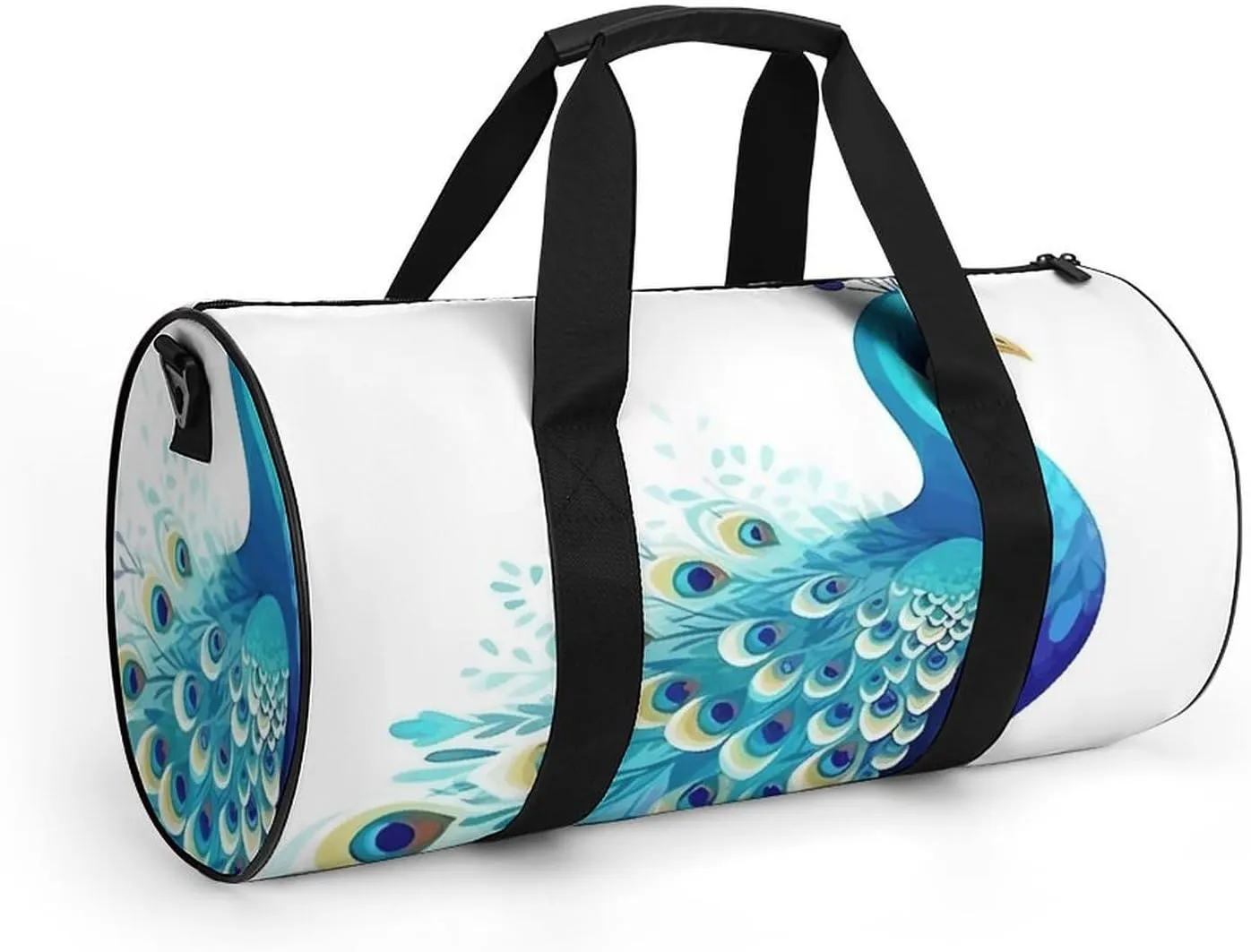 Gym Bag Cartoon Blue Peacock Duffel Bag for Men Women Overnight Bag with Shoe Compartment Workout Bags